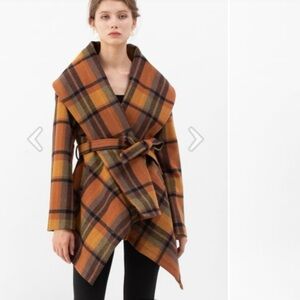 Chicwish Rabato White, Gray and Brown Plaid Coat